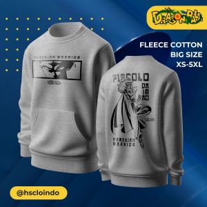Sweater HSCLO VEGETA Anime Manga Dragon Ball Z Daimao Namekian Warrior Crewneck Sweatshirt Bahan Fleece Abu Misty Ukuran Jumbo Big Size XS S M L XL XXL 3XL 4XL 5XL