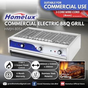 Homelux Commercial Single | Triple Multipurpose Electric BBQ Grill HMJH-7120 | HMJH-8051 Satay Bakar