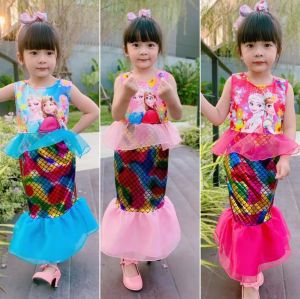 2-8ขวบ เดรสเอลซ่า นางเงือกผ้าบั้มสลับสี เดรสเด็กผู้หญิง เดรสนางเงือก ชุดนางเงือก ชุดนางเงือกเด็ก เสื้อผ้าเด็กผญ ชุดนางเงือกเด็ก [562]