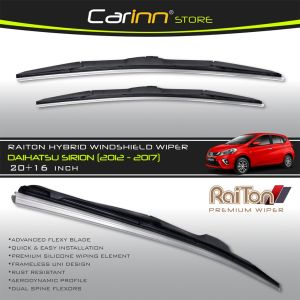 Raiton Sepasang Wiper Hybrid Kaca Depan Mobil Daihatsu Sirion 2012-2017 20" & 16" -2 Buah