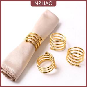 N2HAO 1 chiếc nhẫn hình tròn Khăn ăn bằng kim loại sáng tạo nhẫn hình tròn Khăn Ăn Khóa kiểu phương Tây