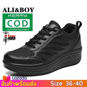 ALI&BOY รองเท้าผ้าใบเพื่อสุขภาพ ใส่เดิน วิ่ง ฟิตเน็ต พื้นสูง 5 ซม. ใส่นุ่ม เบา สบาย รุ่นปีกนางฟ้า