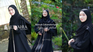 Abaya Gamis Syari Iskandariyah Sifon Silk Jetblack Alsyahra Exclusive