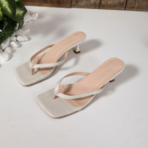 [Free Shipping] Black Flip-Flops Womens Sandals High Heels Stiletto Heels Open-Toe Sandals Fashionable Outdoor Slippers Womens Square-Toe Sandals 2026 Summer Collection