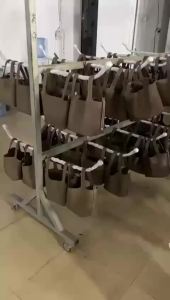 Hand-stitched wax line cowhide bucket bag lychee grain leather large capacity commuter handbag fashion casual womens bag