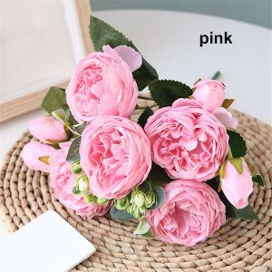 YESMILE 30cm 9 head DIY Decor Vintage Home Ornament Party Decoration Artificial Flowers Rose bouquet Silk Peony