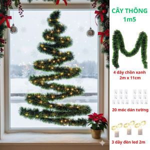 Combo Dây Chồn Kèm Phụ kiện trang trí + Đèn Led + Móc Dán Tường Decor Trang Trí Cây Thông Noel Giáng Sinh Đơn Giản SẴN HCM