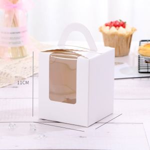 1 Piece Transparent Window Portable Cup Cake Box Muffin Box Cup Cake Packaging Pastry Gift Box With Inner Tray