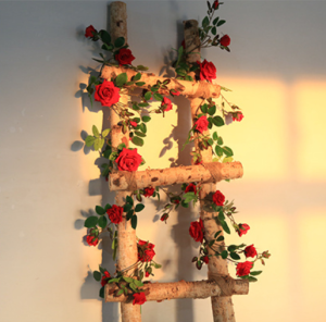 2.4M ดอกกุหลาบปลอมดอกไม้ใบไม้เลื้อยไม้เถาแต่งงานต้นไม้ปลอม