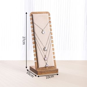 WININ Square Necklace Display Stand Wood Detachable Wooden Storage Rack Leather Jewelry Organizer Jewelry