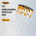 Ingco 3pcs Adjustable Wrench Set / Katala Open Monkey Wrench Multi-Function Spanner SUPER SELECT HADWK031 IHT. 