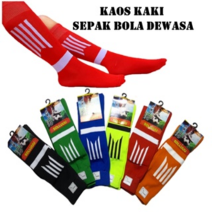 Kaos Kaki Bola Futsal Pria Dewasa Panjang Motif Garis – Warna Hitam Biru Kuning Merah Elastis Nyaman