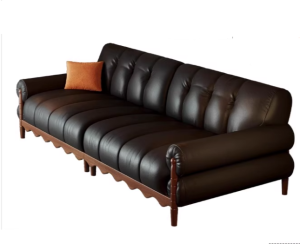 [PRE-ORDER] Solid wood sofa black high-end American retro leather sofa home living room medieval style Italian style very simple arrangement