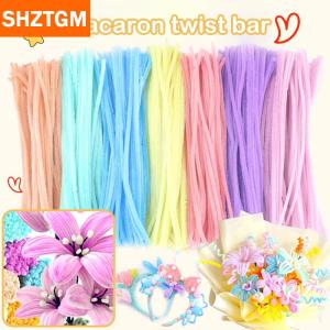 [COD] SHZTGM ก้านกำมะหยี่สีสันสดใส100ชิ้นก้านบิดก้านขนปุยลวดเหล็กงานประดิษฐ์ทำมือบิดสำหรับตกแต่งท่อผ้ากำมะหยี่