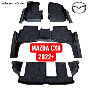 CX8-Thảm sàn MAXXCAR nhựa TPE NGUYÊN SINH đúc 5D cho xe MAZDA CX8 2022+ Đúc 5D KÈM Bộ rối logo CAO CẤP