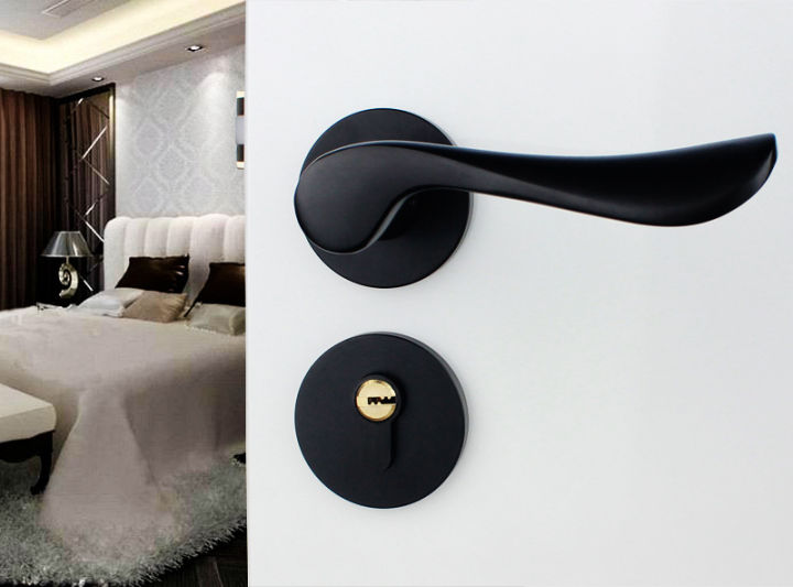 Mute door handle with antitheft lock cylinder inner door lock set bedroom study bathroom door