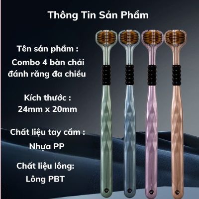 Bàn Chải Đánh Răng Đa Chiều Chải 3 Mặt, Hộp 4 Chiếc Lông Mềm Đánh Bay Mọi Mảng Bám