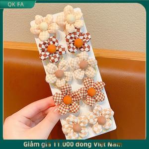 QK FA ✨ 10 chiếc dây buộc tóc co giãn hình hoa ngọt ngào nhiều màu sắc phụ kiện buộc tóc đuôi ngựa dễ thương thời trang cho trẻ em dây chun buộc tóc