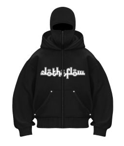 Do The Flow HOODIE BALACLAVA ZIPPER KALIGRAFI JAKET BOXY HITAM