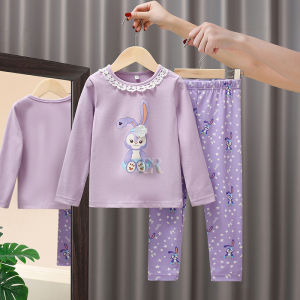 Piyama Set Anak Perempuan Motif Stella Lou Lengan Panjang Celana Panjang Kelinci Warna Ungu Hangat Baju Tidur Import Setelan Anak Kaos dan Celana Sleepwear Bayi Balita Anak