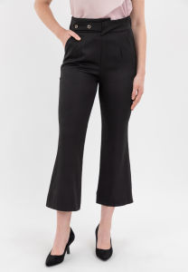 Krizia Overlapping Waistband with Button Details High Waist Pants