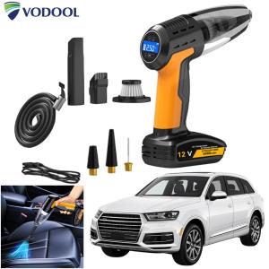 Car Vacuum Cleaner Cordless Tyre Inflator Tire Pressure Gauge Portable Vacuum Cleaner Rechargeable Air Compressor 4 in 1