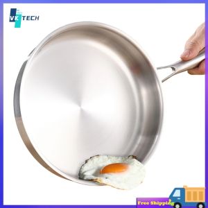 [ VKTECH ] 316 Stainless Steel Cookware Frying Pan with Lid Non-Stick Flat Bottom Skillet for Home Use and Daily Cooking