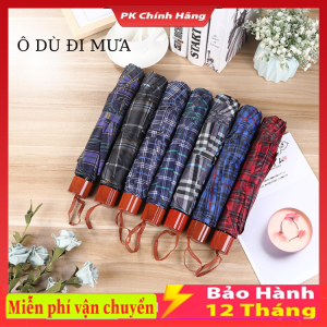 Ô kẻ che mưa nắng gấp gọn phủ lớp chống tia UV cao cấp dù cầm tay 2 lớp dày dặn chống thấm mau khô