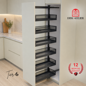 DHM ATELIER Tempered Glass Kitchen SIDEMOUNT Basket Storage 2/4/6 Layers Pull Out Organizer Base Cabinet