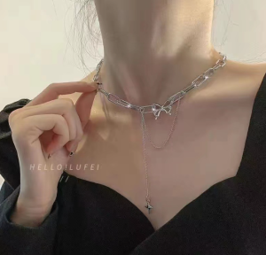 Star Zircon Pendant Necklace for Women Luxury Sweet Cool Girl Punk Heart Clavicle Chain 2023 New Fashion Jewelry Party Gift