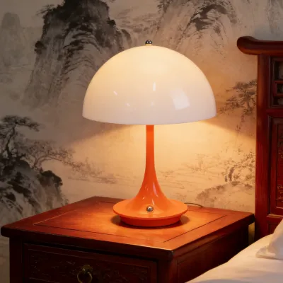 Smart Sensor Mushroom Table Lamp 3 Color Temperatures Stepless Dimmable Touch Control Rechargeable Mid Century Modern Lamp for Bedroom