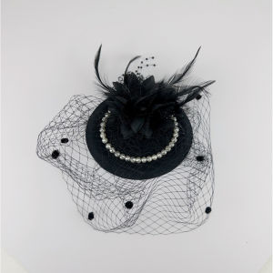 Retro Ladys Veil Feather Tea Party Hat European Style Hairclip Cheongsam Headwear Party Accessory