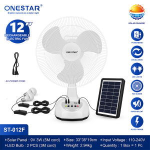 Nss solar electric fan 8 inch 3 speed stand fan adjustable rechargeable fan Energy saving portable small desk fan with panel