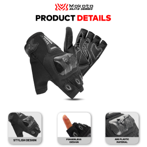 MOKOTO ELITE ANTI-SLIP FULL GLOVES HALF GLOVES WITH HARD KNUCKLE IN HONEYCOMB DESIGN FINGER TOUCH GLOVES FOR MOTORCYCLE