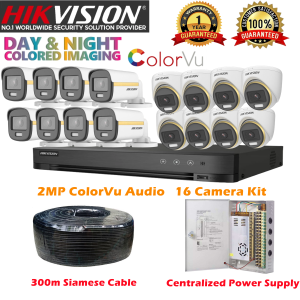 Hikvision CCTV Camera 16 Camera Kit 2MP HD 24/7 Full-color Built-in Mic With Audio Support Mobile Remote Viewing CCTV Complete Package CCTV Set