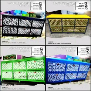 RAK LEMARI 6 LACI MOTIF ANYAM KEMBANG