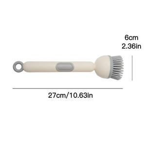360° Rotating Kitchen Dish Cleaning Brush Multi-Function Rotating Crevice Brush Long Handle Pressing Liquid Dishwashing Brushes Kitchen Bathroom Household Cleaning Tool