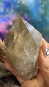 Lemurian đá Thạch Anh vàng trà tự nhiên chiều tài lộc sưu tầm tặng đế gỗ mã 429