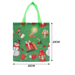4Pcs Large Christmas Gift Bags Reusable Grocery Shopping Handbag Non Woven Santa Claus Xmas Tree Snowman Printed Pattern Party Christmas Decorations