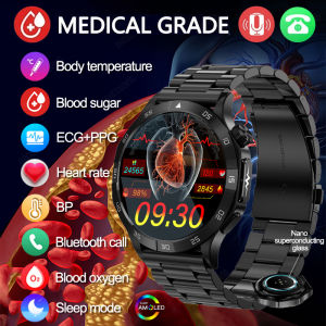 good blood sugar health monitor watch with blood lipid and uric acid tracking, smart ECG+PPG HD Bluetooth call AI voice smartwatch with SOS function