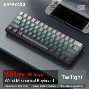 Mechanical keyboard APAYADO Wired Gradient 60% keyboard RGB Backlit 61 Keys gaming accessoriesLayout for PC/Laptop2026