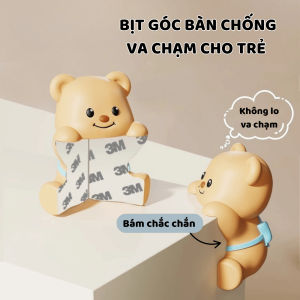 Combo 4 Miếng Dán Góc Bàn Chống Va Đập Hình Gấu Đáng Yêu Miếng Dán Góc Bàn 3 Cạnh Mềm Ogi Home - MDGB01
