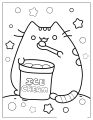 Bộ tranh (48 tờ) tô màu cho bé và người lớn khổ giấy lớn A4 - Pusheen Mèo - Tặng 1 tranh ngẫu nhiên. 