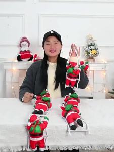 Christmas Santa Claus Climbing Ladder Desktop Creative Ornament Christmas Decoration Scene Setup Hanging Christmas Tree Decoration