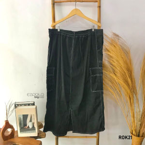 Rok Cargo Jeans Denim Jumbo Wanita Korean Style LD 102 cm Size XXXL Kekinian Terbaru