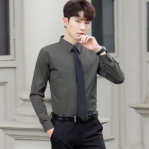 2022 Long Sleeve Shirts Men s Fashion Solid Color Social Formal Business Handsome Casual Basic Repair Men s Tops