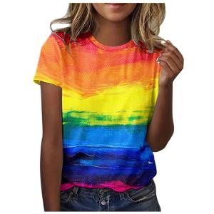 [Local Stock] ZEEMIN Summer New Colorful Rainbow 3D Print T-Shirts Womens Short Sleeve Casual O-Neck T Shirt Y2k Tops Harajuku Tees Female Clothing
