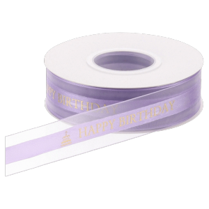 NOBLELYN 25 Yards Length Organza Ribbon 2.5cm Width Happy birthday Satin Ribbon Bow Making Silver Edge Lurex Ribbon Gift Packing