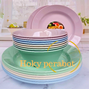 12 PCS PIRING TEBAL ANTI PECAH / piring makan tebal kuat 9 inch terlaris