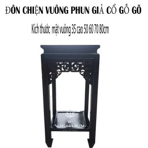 Đôn vuông màu giả cổ gỗ gõ mặt 35cm